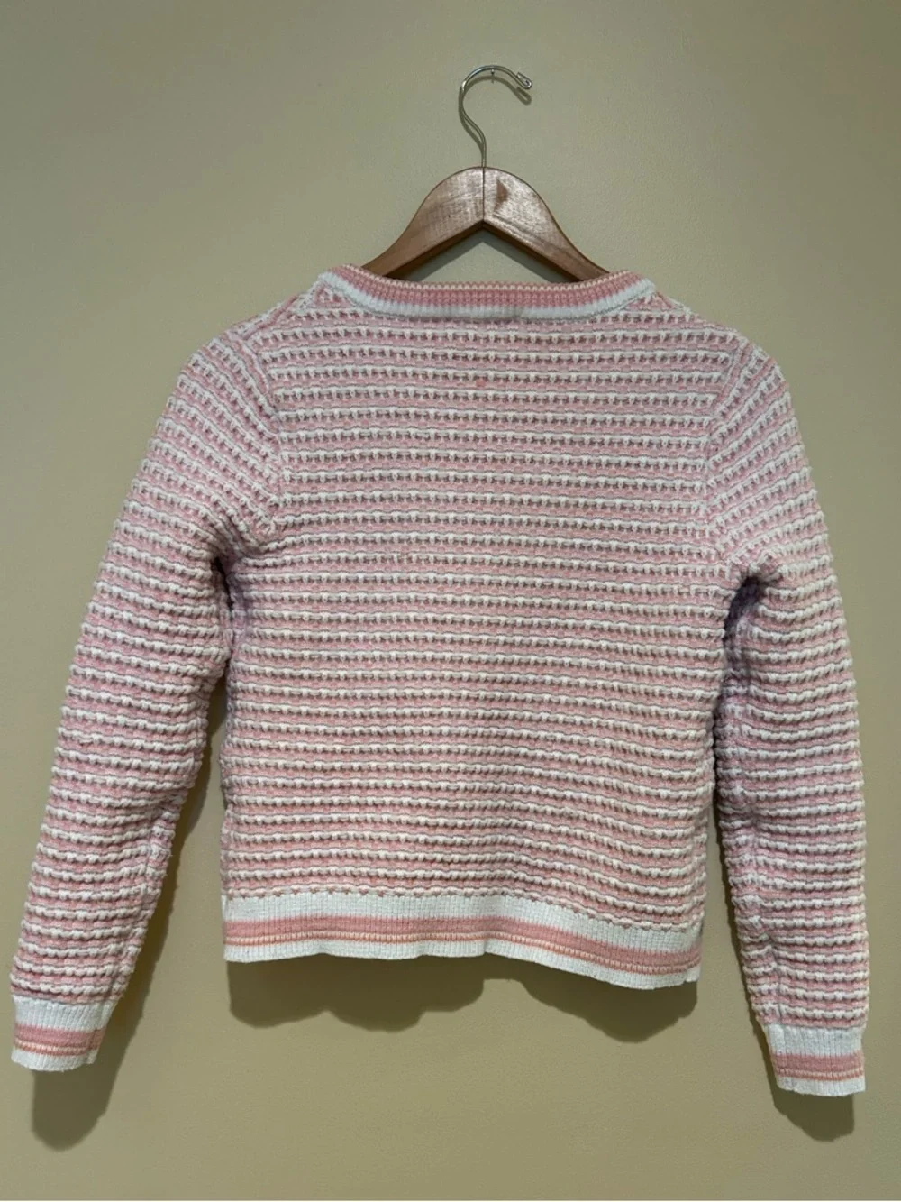 Nanette Lepore Pink & White Knit Women’s Cardigan Jacket Size XS - Picture 2 of 6